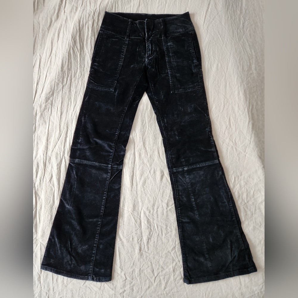 Vintage 1990s Y2K Black Velvet Bootcut Pants Bubblegum - Picture 12 of 14